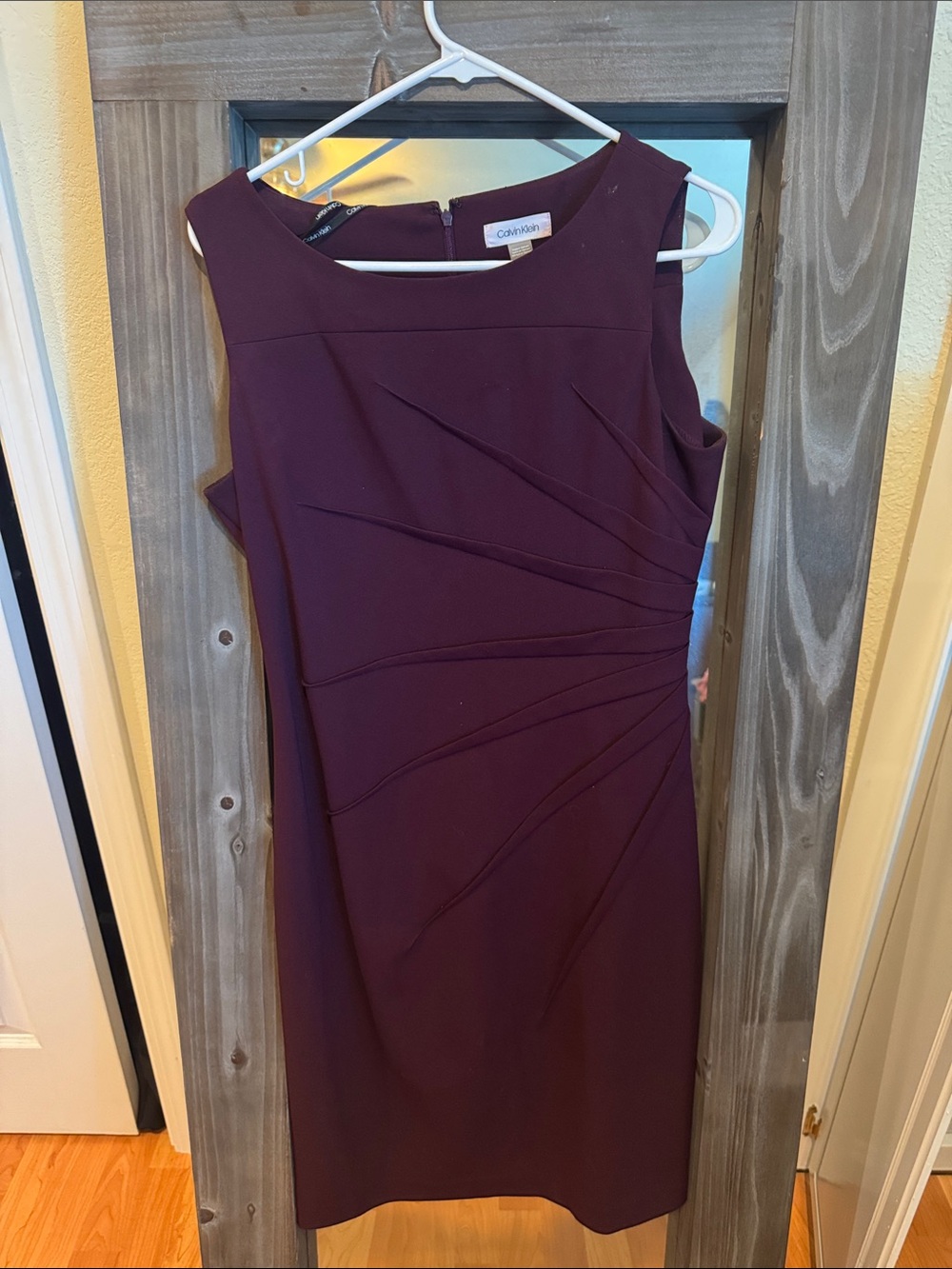 Calvin Klein Sleeveless Midi Sheath Dress in Deep Plum